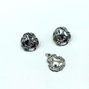 Sterling silver earrings and pendant